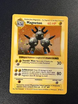 Pokemon Base Set Shadowless Magneton 9/102 Holo Rare LP-MP - Image 1