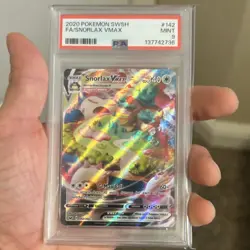 Pokemon Snorlax VMAX 142/202 Sword & Shield Full Art Holo Ultra Rare PSA 9 - Image 1
