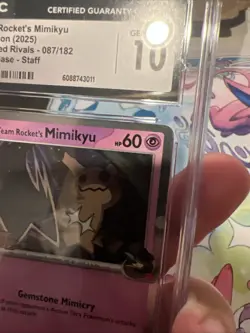 Pokemon Team Rocket’s Mimikyu 087/182 Destined Rivals Staff Promo CGC 10 - Image 3