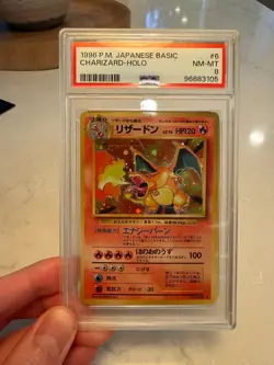 1996 POKEMON BASE SET JAPANESE #6 CHARIZARD-HOLO PSA 8 - Image 1