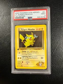 Pokemon Gym Heroes #81 - Lt. Surge's Pikachu - MINT - 1st Edition - PSA 9! - Image 2