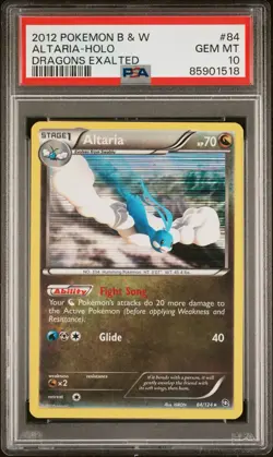 2012 Pokemon Black & White Dragons Exalted #84 Altaria Holo PSA 10 GEM MT POP 16 - Image 1