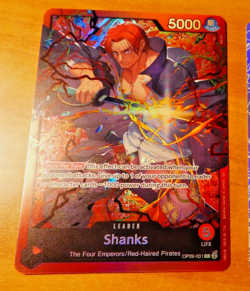 ONE PIECE ENGLISH CARD GAME HOLO CARTE SHANKS OP09-001 L LEADER ST EN MINT - Image 1