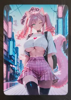 Girl # 7 (Neko) Goddess Story Full Art Glossy Anime Trading Card Waifu TCG ACG - Image 1