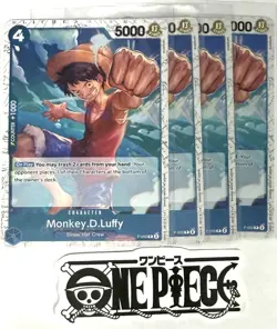 4x One Piece P-055 P Monkey.D.Luffy - Flag Foil - English - Play Set - TCG -Mint - Image 1
