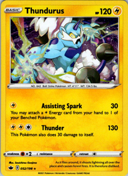 POKEMON CARD - Thundurus 052/198 - Holo Rare - Chilling Reign - TCG - NM - Image 1