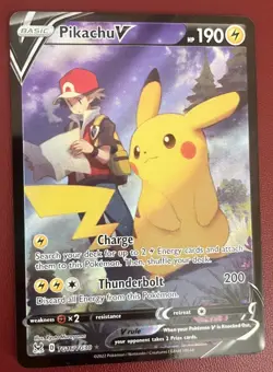 Pikachu V TG16/TG30 Swsh11 Lost Origin Ultra Rare Basic Pokemon Card 190 HP Holo - Image 1