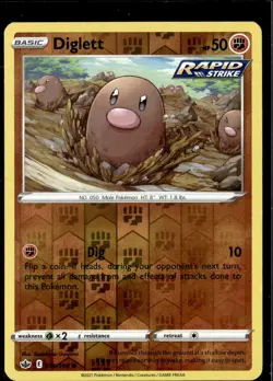 Pokemon Diglett 076/198 Chilling Reign Reverse Holo Common 3 Card Lot - Image 1