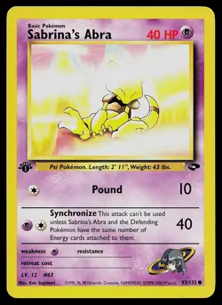 Pokemon Card - Sabrina's Abra Gym Challenge 93/132 Common 1st Edition - Image 1