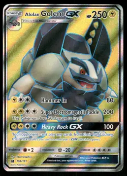 Pokemon Cards Alolan Golem GX 102/111 Crimson Invasion Rare Ultra NM - Image 1