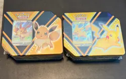 Lot Of 6 Pokemon Card Game (TCG): Eevee V Powers Tin & Pikachu V Powers Tin NEW - Image 2