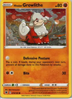 Pokemon TCG Hisuian Growlithe 70/189 Astral Radiance Holo NM - Image 1