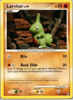Pokemon TCG Larvitar 63/100 Stormfront LP - Image 1
