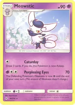 Pokemon MEOWSTIC RARE Sun & Moon Unbroken Bonds 80/214 NM/Mint PACK FRESH - Image 1