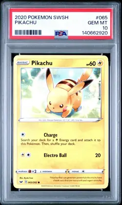 2020 POKEMON SWORD & SHIELD #065 PIKACHU PSA 10 - Image 1