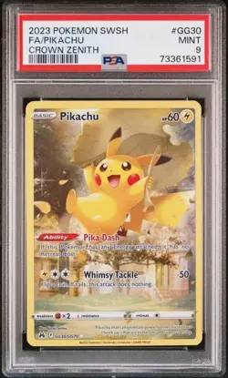 PSA 9 Mint 2023 Pokemon SWSH FA/Pikachu #GG30/GG70 Crown Zenith - Image 1