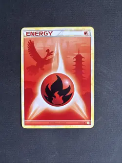 Pokemon TCG HGSS Ho-Oh 116/123 Fire Energy Non Holo Common - NM - Image 1
