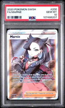 2020 POKEMON SWORD & SHIELD #200 FULL ART/MARNIE PSA 10 - Image 1