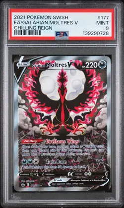 2021 POKEMON SWORD & SHIELD CHILLING REIGN FULL ART/GALARIAN MOLTRES V PSA 9 - Image 1