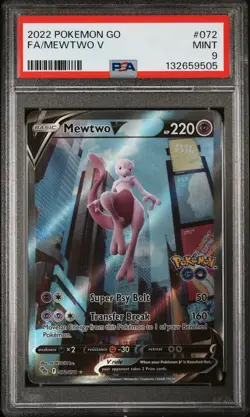 2022 POKEMON GO #072 FULL ART/MEWTWO V PSA 9 - Image 1