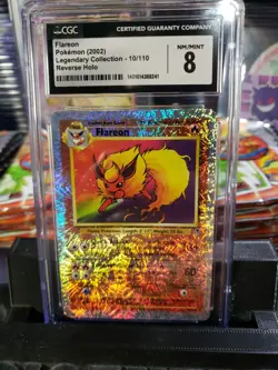 Flareon Legendary Collection Reverse Holo 10/110 NM-Mint Fireworks CGC 8 Pokemon - Image 1
