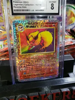 Flareon Legendary Collection Reverse Holo 10/110 NM-Mint Fireworks CGC 8 Pokemon - Image 2