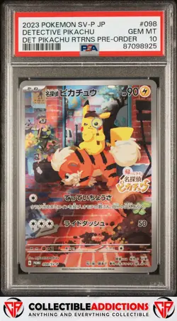 2023 Pokemon Japanese Sv-P Promo #098 Detective Pikachu PSA 10 Gem Mint - Image 1