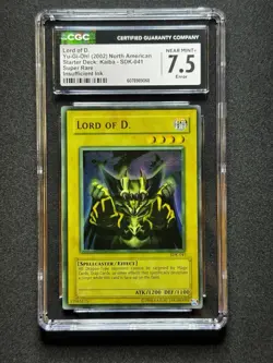 CGC 7.5 ERROR Yugioh Lord Of D. #SDK-041 Starter Deck Kaiba INSUFFICIENT INK! - Image 1