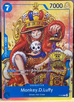 One Piece TCG - Monkey.D.Luffy P-043 (2nd Anniversary Stamped Promo) King NM/M - Image 1
