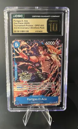 🔥One Piece Portgas.D.Ace OP07-053 Alt Art 3rd Anniversary Promo CGC 10🔥 - Image 1