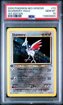 2000 Pokemon Neo Genesis 1st Edition #13 Skarmory Holo PSA 10 GEM MINT - Image 1