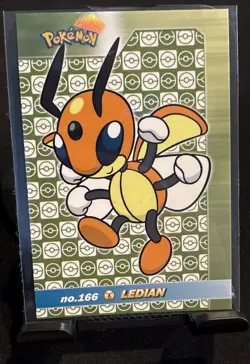 Rare Pokemon Shiny Full Art #166 Ledian Low Pop Cracked Ice Holo Card ⭐ - Image 1