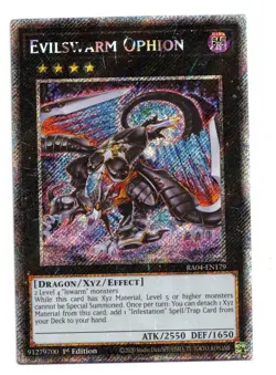 Yu-Gi-Oh Card: Evilswarm Ophion RA04-EN179 Platinum Secret Rare 1st Edition! NM - Image 1