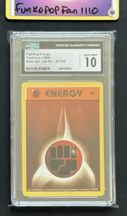 CGC 10 Gem Mint 1999 Base Set 97/102 FIGHTING ENERGY 1st Edition Pokemon Card - Image 1