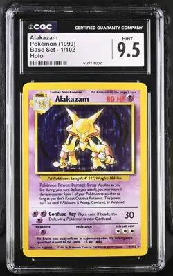 POKEMON 1999 BASE SET ALAKAZAM #1 VINTAGE HOLO CGC 9.5 MINT - Image 1