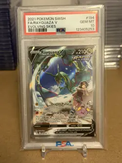 Pokemon 2021 Rayquaza V (Alternate Full Art) - SWSH07: Evolving Skies PSA 10 - Image 1