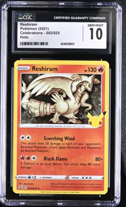 2021 POKEMON CELEBRATIONS #002 RESHIRAM CGC 10 - Image 1