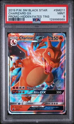 2019 POKEMON SM BLACK STAR PROMO HIDDEN FATES TINS #SM211 CHARIZARD GX PSA 9 - Image 1