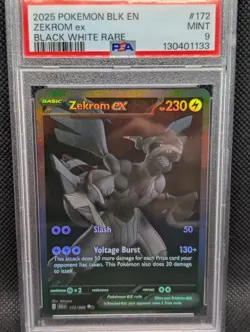 2025 POKEMON BLK EN-BLACK BOLT BLACK WHITE RARE #172 ZEKROM EX PSA 9 - Image 1