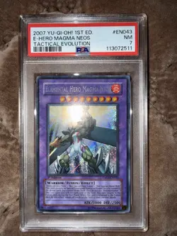 Konami Yu-Gi-Oh! Elemental Hero Magma Neos Secret Rare TAEV-EN043 1st Ed PSA 7 - Image 1