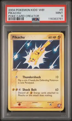2004 POKEMON KIDS' WB! POKE CARD CREATOR #5 PIKACHU PSA 9 - Image 1