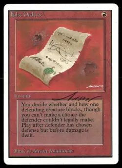 MTG False Orders Unlimited Edition SIGNED Anson Maddocks Autograph 2ED Rare - Image 1