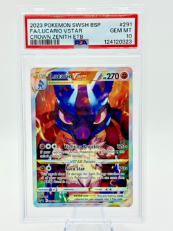 Pokemon English Crown Zenith ETB Promo Full Art Holo LUCARIO VSTAR 291 PSA 10 - Image 1