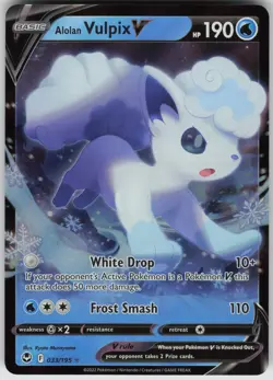 Alolan Vulpix V 033/195 Ultra Rare SWSH12: Silver Tempest Pokemon - Image 1
