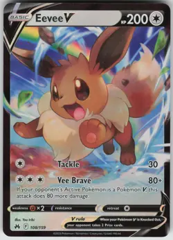 Eevee V 108/159 Ultra Rare Crown Zenith Pokemon - Image 1