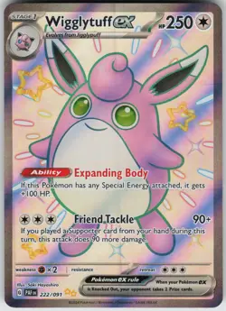 Wigglytuff ex 222/091 Shiny Ultra Rare SV: Paldean Fates Pokemon - Image 1