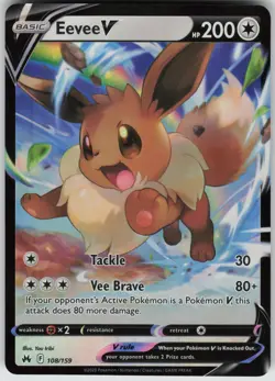 Eevee V Ultra Rare Crown Zenith 108/159 Pokemon - Image 1
