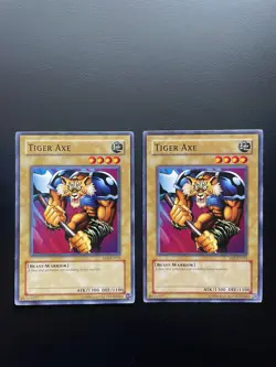 Yugioh Tiger Axe DB2-EN091 Common Unlimited Edition Damaged X2 - Image 1