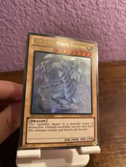 YuGiOh *HP * Gold Ghost Rare Blue Eyes White Dragon (tablet art) - Image 1