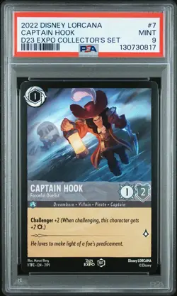 2022 DISNEY LORCANA PROMO #7 CAPTAIN HOOK - FORCEFUL DUELIST PSA 9 - Image 1